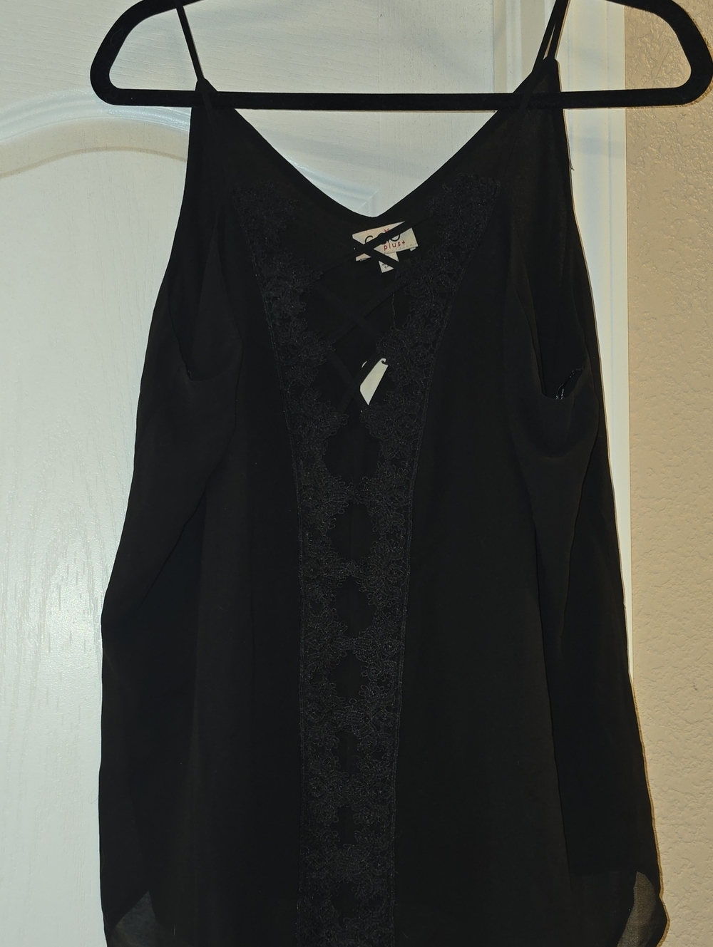Black Lace-Front Women's Camisole